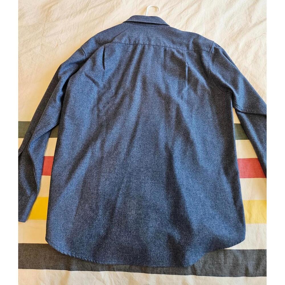 Large Button Down Navy Pendleton Wool Shirt - image 8
